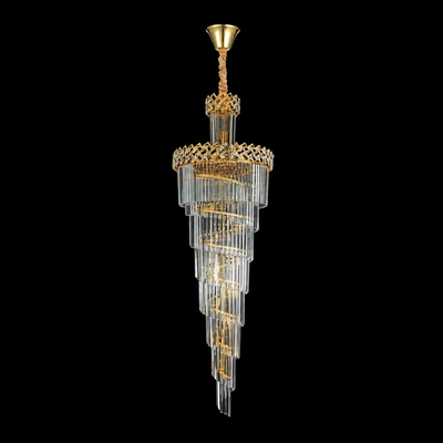 Żyrandol kryształowy WINDSOR Altiora, średnica 60 cm, wysokość 180 cm, 26xE14, błyszczące złoto, regulowana wysokość, elegancki design