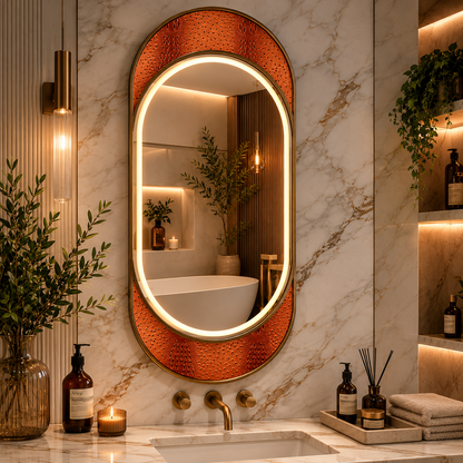 Lustro Giga LED, 80x60cm, srebrne, dotykowe, światło 6000K