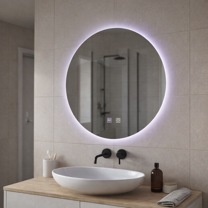 Okrągłe lustro LED, 70cm, Isolda, Touch, Lustra z systemem odmgławiania Korman E Domyślny tytuł Alessandro Design