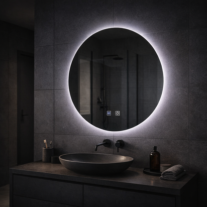 Okrągłe lustro LED, 70cm, Isolda, Touch, Lustra z systemem odmgławiania Korman E Domyślny tytuł Alessandro Design