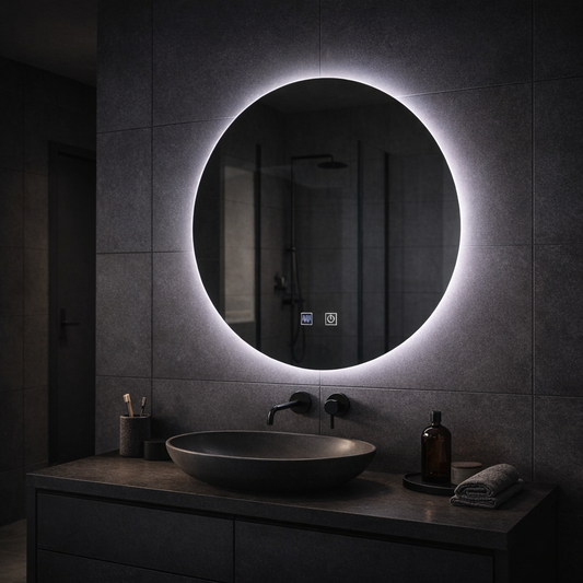 Okrągłe lustro LED, 70cm, Isolda, Touch, Lustra z systemem odmgławiania Korman E Domyślny tytuł Alessandro Design