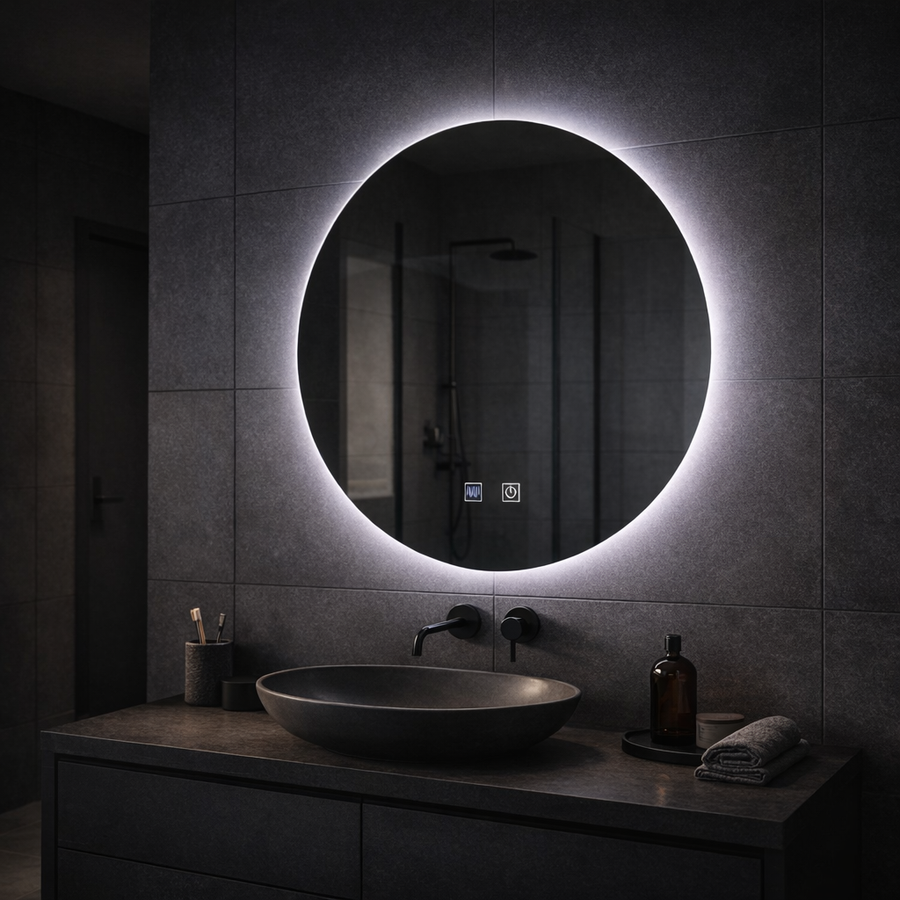 Okrągłe lustro LED, 70cm, Isolda, Touch, Lustra z systemem odmgławiania Korman E Domyślny tytuł Alessandro Design