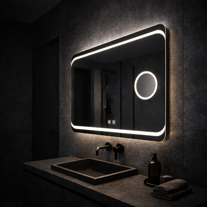 Prostokątne lustro LED, 80x60cm, Stella Touch, system odparowywania lusterek Korman E Domyślny tytuł Alessandro Design