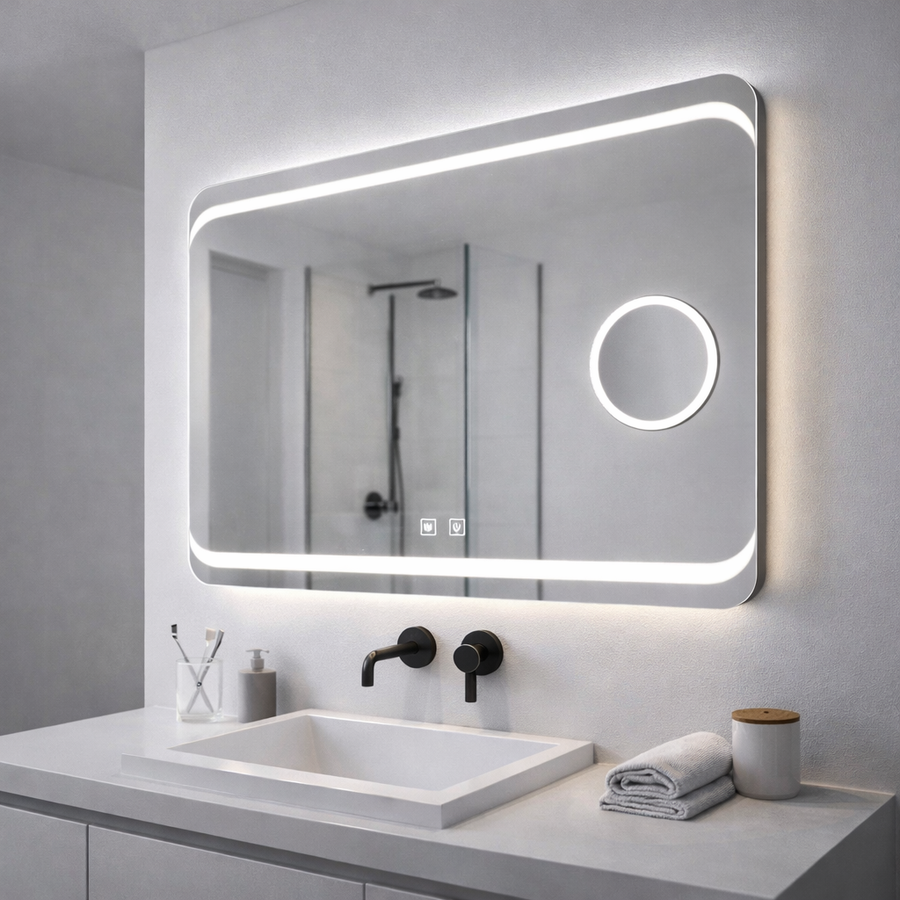Prostokątne lustro LED, 80x60cm, Stella Touch, system odparowywania lusterek Korman E Domyślny tytuł Alessandro Design