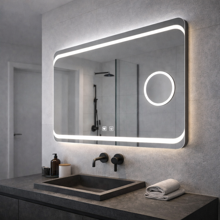 Prostokątne lustro LED, 80x60cm, Stella Touch, system odparowywania lusterek Korman E Domyślny tytuł Alessandro Design