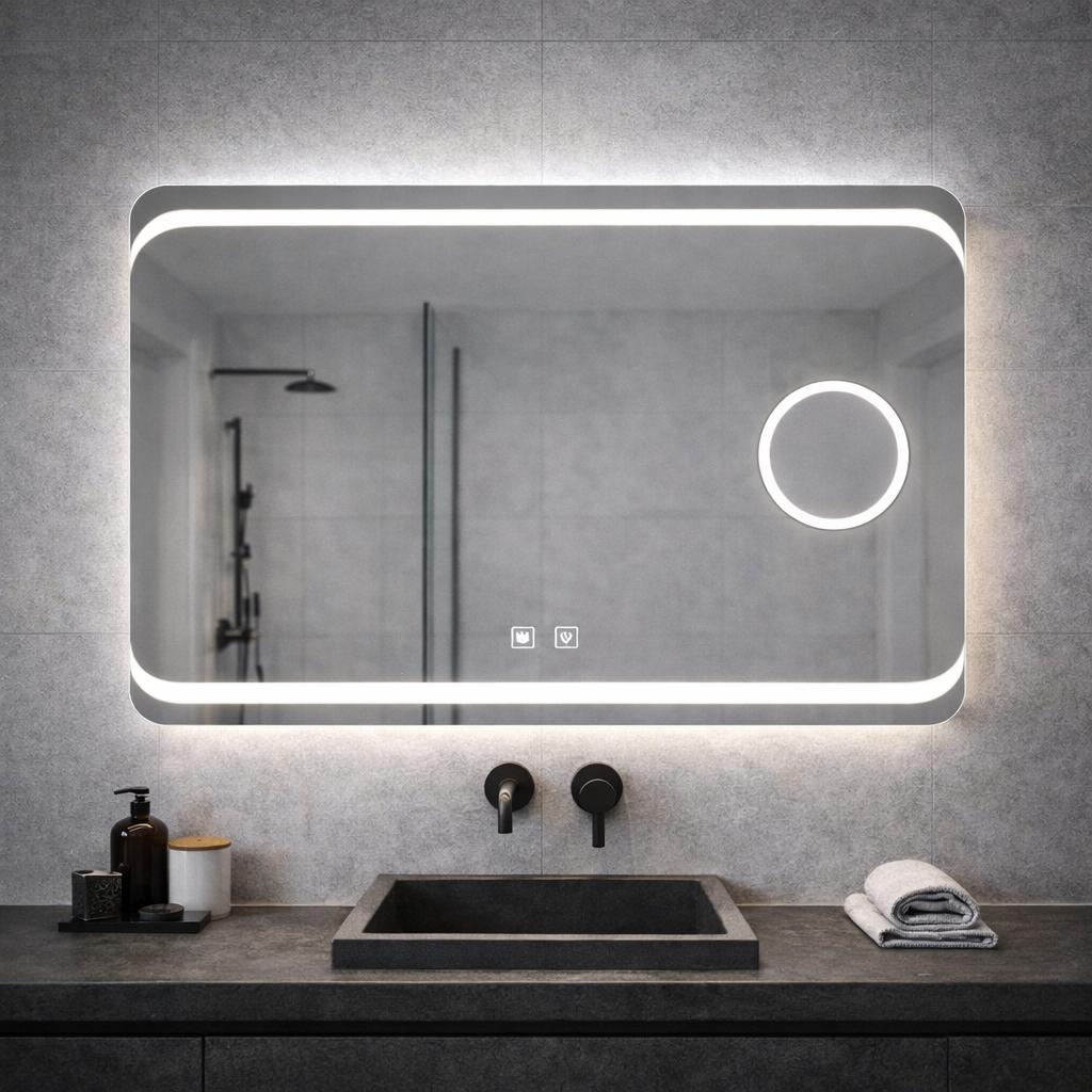 Prostokątne lustro LED, 80x60cm, Stella Touch, system odparowywania lusterek Korman E Domyślny tytuł Alessandro Design