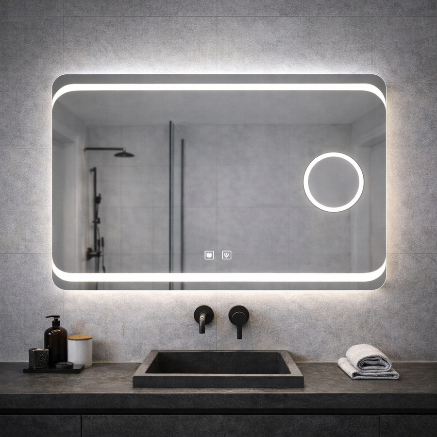 Prostokątne lustro LED, 80x60cm, Stella Touch, system odparowywania lusterek Korman E Domyślny tytuł Alessandro Design