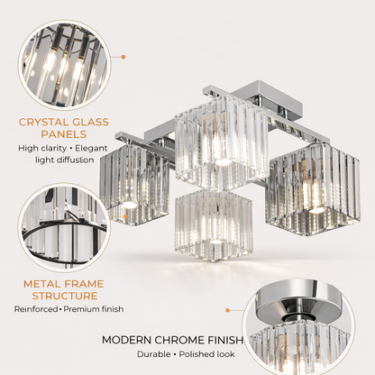 Żyrandol gruziński, LC115/4, 4x E27, chrom, metalowe żyrandole klasyczne Domyślny tytuł Alessandro Design