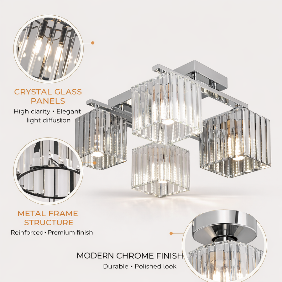 Żyrandol gruziński, LC115/4, 4x E27, chrom, metalowe żyrandole klasyczne Domyślny tytuł Alessandro Design