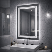 Prostokątne lustro LED, 60x80cm, czujnik światła Venezia Marcello, system przeciwmgielny, zegar i termometr, możliwość przyciemniania, ciepłe, neutralne, zimne światło 3000K/4000K/6000K Marcello Mirrors Domyślny tytuł Alessandro Design