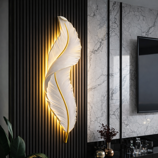 Kinkiet LED, dekoracyjne pióro 85CM 31W światło zimne/ciepłe/neutralne białe złoto kinkiety wewnętrzne domyślny tytuł Alessandro Design
