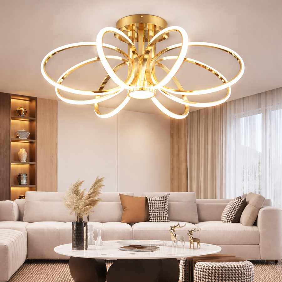 Żyrandol LED z pilotem ORBIS Magno, 25W, światło ciepłe/zimne/neutralne 3000K/4000K/6000K, możliwość przyciemniania, złote, metalowe i silikonowe Żyrandole LED z pilotem Domyślny tytuł Alessandro Design