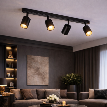 Nowoczesny klasyczny żyrandol, Joom z projektorem liniowym, 4XGU10, metal, czarny, żarówki nie są wliczone w cenę Żyrandole LED Domyślny tytuł Alessandro Design