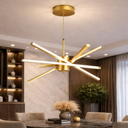 Żyrandol LED z pilotem LT176/5GD, 69W, 5 elementów, światło zimne/ciepłe/neutralne 3000K/4000K/6000K, możliwość przyciemniania, złoty, regulowana wysokość, metalowe i akrylowe Żyrandole LED z pilotem Domyślny tytuł Alessandro Design