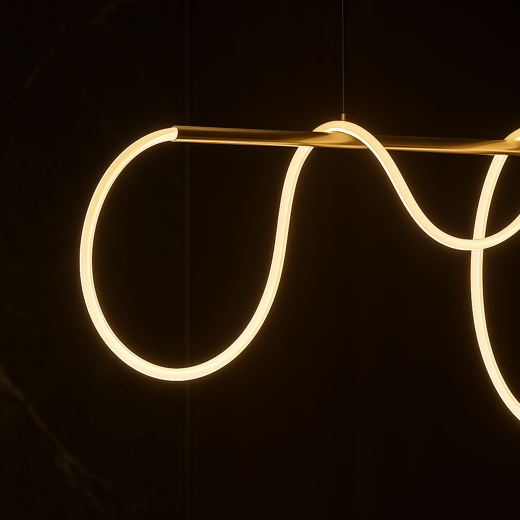 Żyrandol LED DIVINO Gold 96W z elastyczną rurką silikonową, 96W, 150cm - Regulowane światło 3000K/4000K/6000K Nowoczesne żyrandole Domyślny tytuł Alessandro Design