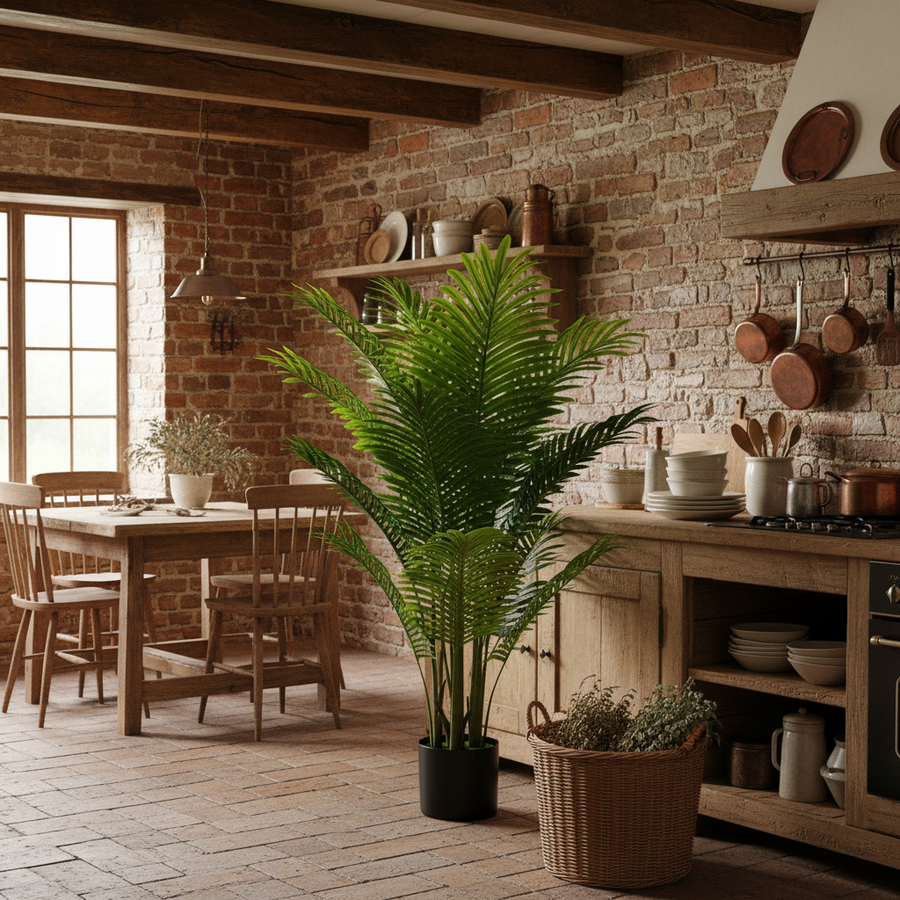 Plantă Artificială Tip Palmier Areca, 12 frunze, 120 cm, Verde
