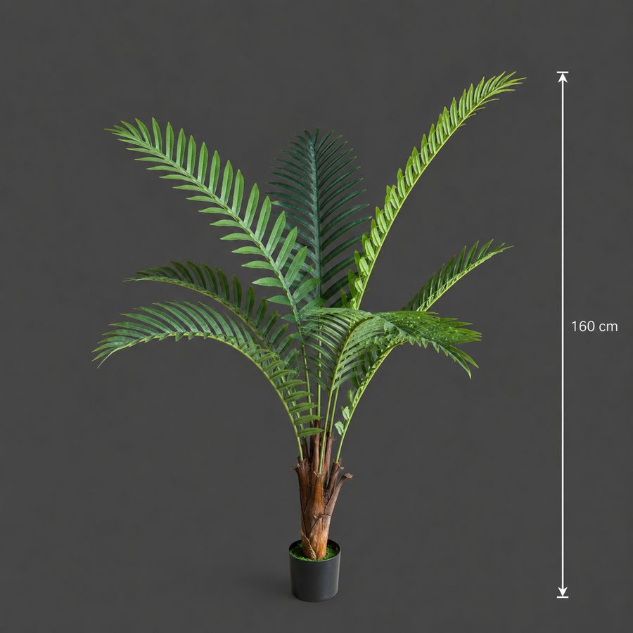Planta Artificială Copac Tip Palmier Regal, 160 cm, 7 frunze, Verde, cu Ghiveci