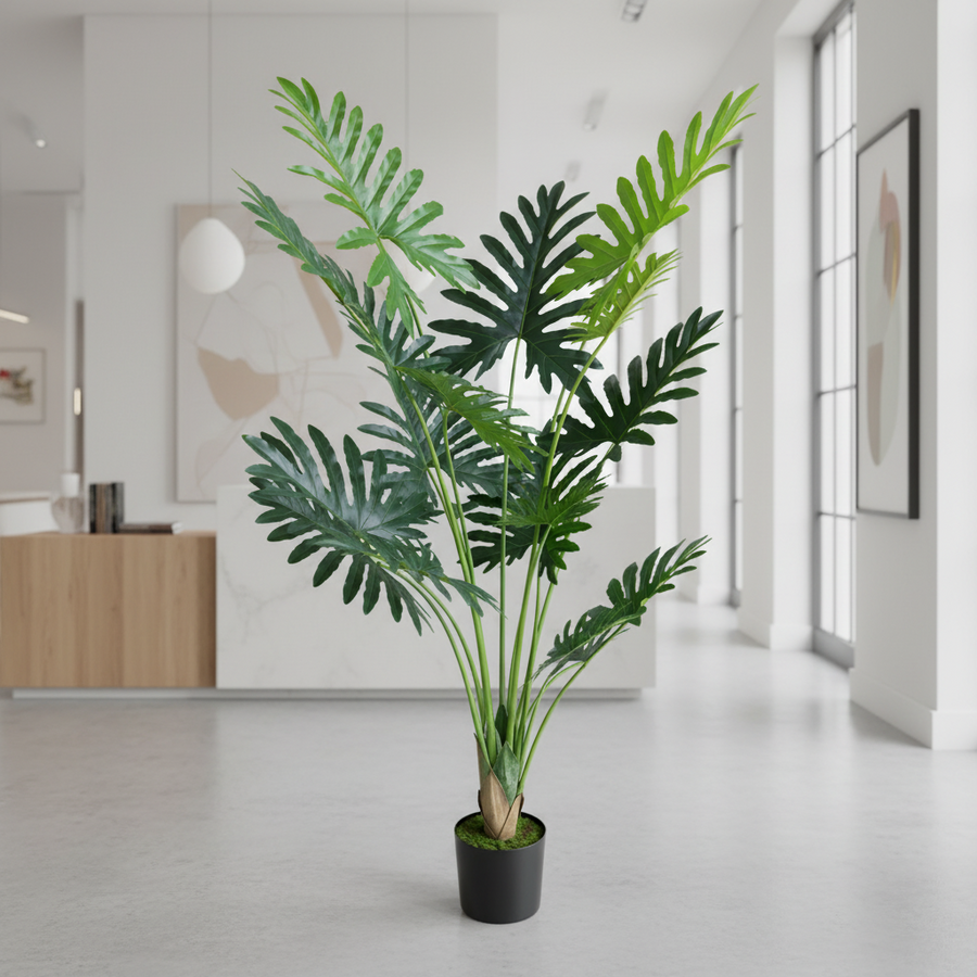 Plantă Artificială Tip Filodendron, 10 frunze, 160 cm, Verde
