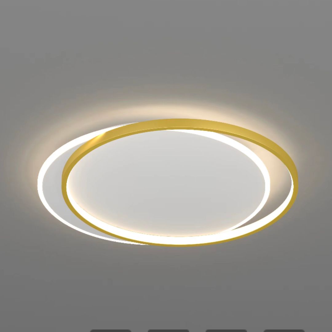 Żyrandol LED z pilotem SOLARA 51W, 2 koła, światło zimne/ciepłe/neutralne, możliwość przyciemniania, złoto-białe Żyrandole LED z pilotem Domyślny tytuł Alessandro Design