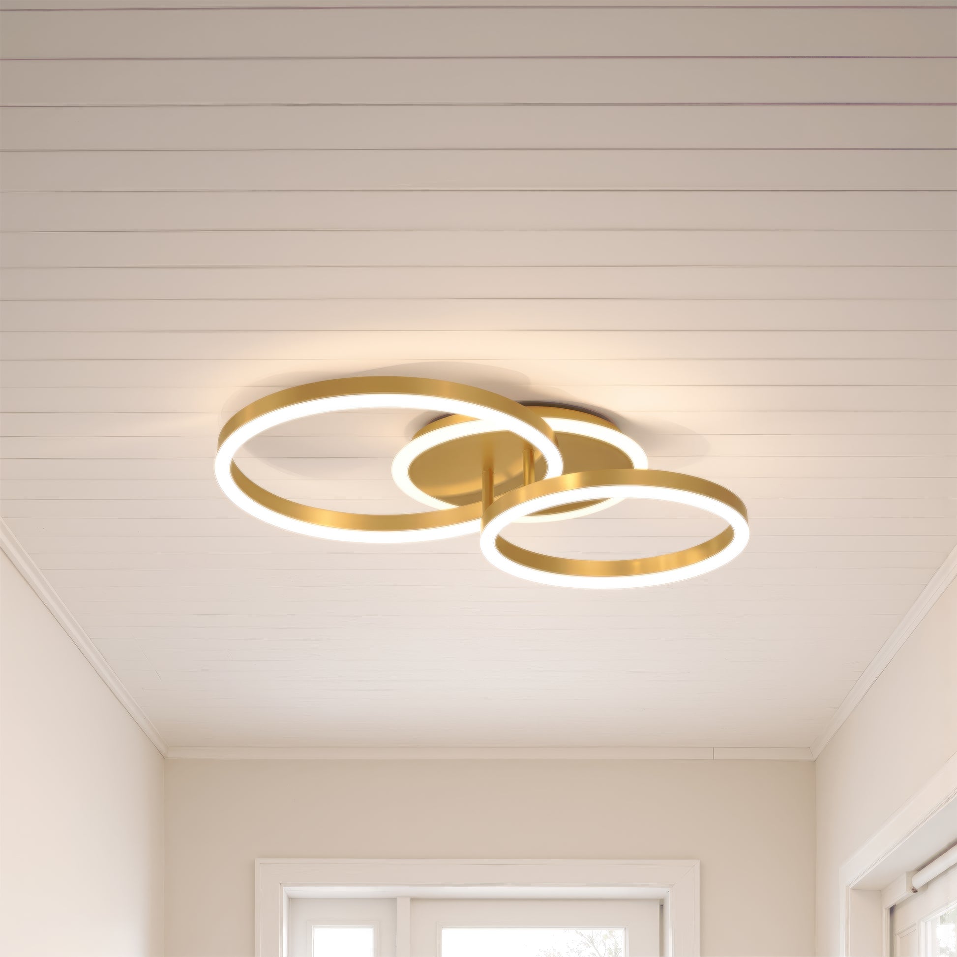 Żyrandol LED z pilotem RINOVA 66W, 2 koła, światło zimne/ciepłe/neutralne, możliwość przyciemniania, błyszczące złote Żyrandole LED z pilotem Domyślny tytuł Alessandro Design