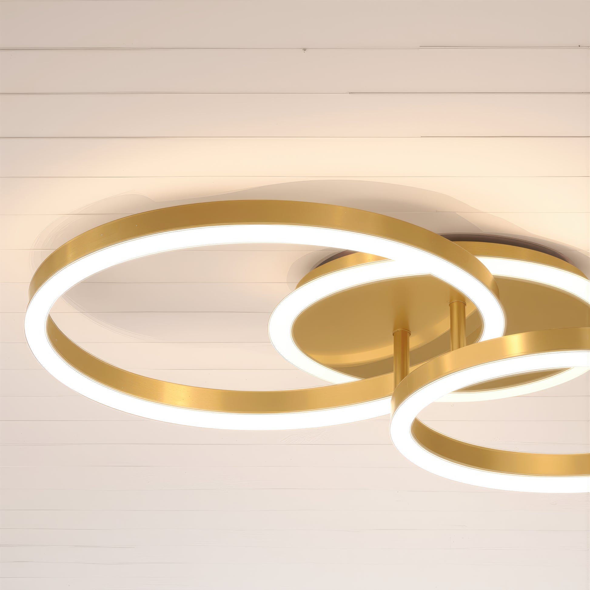 Żyrandol LED z pilotem RINOVA 66W, 2 koła, światło zimne/ciepłe/neutralne, możliwość przyciemniania, błyszczące złote Żyrandole LED z pilotem Domyślny tytuł Alessandro Design