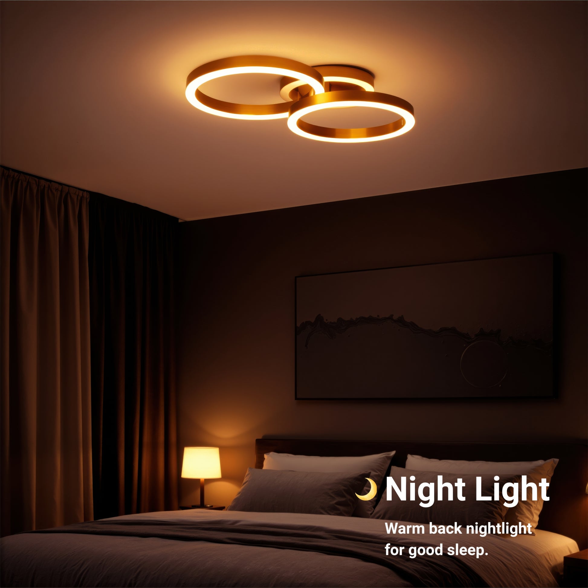 Żyrandol LED z pilotem RINOVA 66W, 2 koła, światło zimne/ciepłe/neutralne, możliwość przyciemniania, błyszczące złote Żyrandole LED z pilotem Domyślny tytuł Alessandro Design