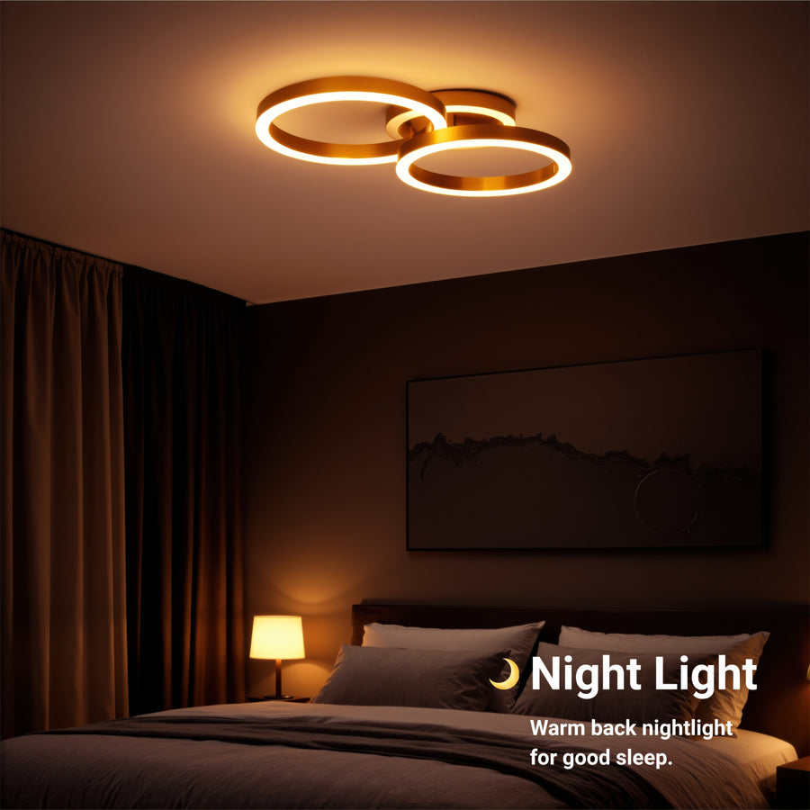 Żyrandol LED z pilotem RINOVA 66W, 2 koła, światło zimne/ciepłe/neutralne, możliwość przyciemniania, błyszczące złote Żyrandole LED z pilotem Domyślny tytuł Alessandro Design