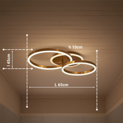 Żyrandol LED z pilotem RINOVA 66W, 2 koła, światło zimne/ciepłe/neutralne, możliwość przyciemniania, błyszczące złote Żyrandole LED z pilotem Domyślny tytuł Alessandro Design
