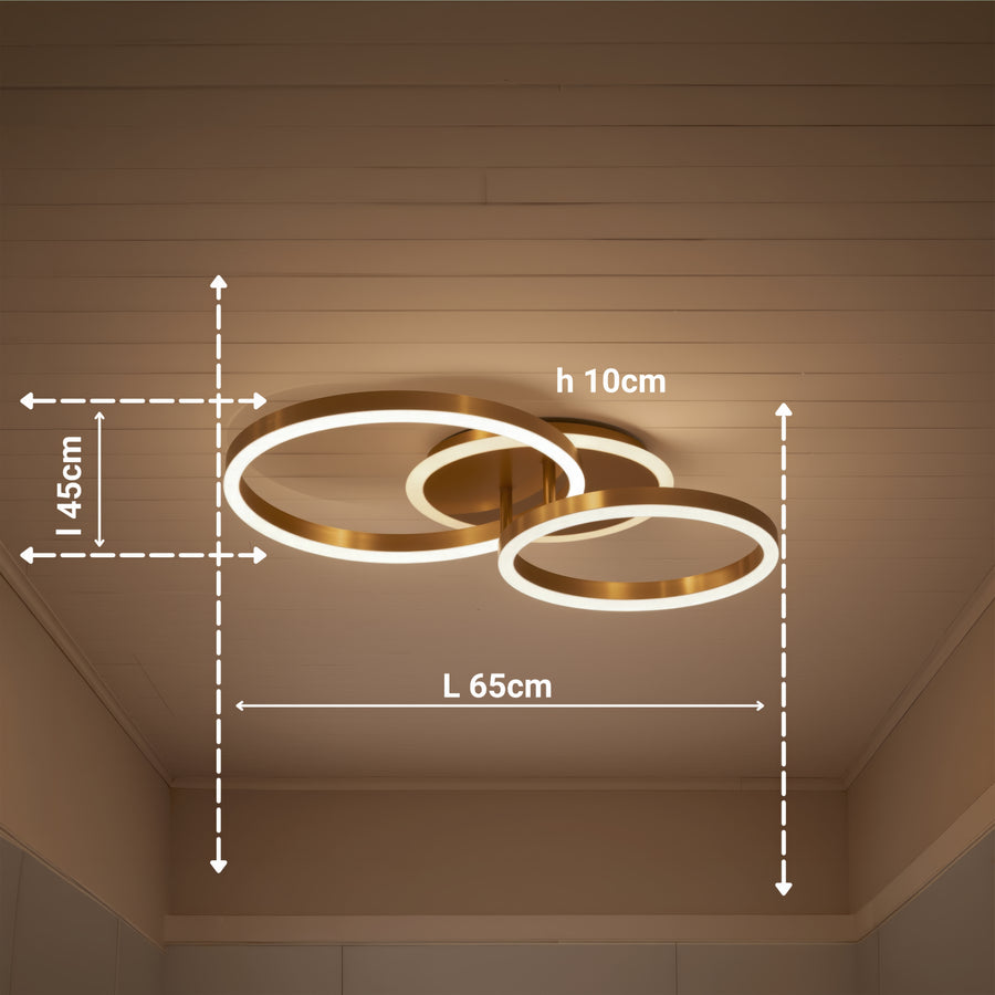 Żyrandol LED z pilotem RINOVA 66W, 2 koła, światło zimne/ciepłe/neutralne, możliwość przyciemniania, błyszczące złote Żyrandole LED z pilotem Domyślny tytuł Alessandro Design