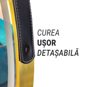 Okrągłe lustro LED, 60 cm, Celeste Royale Gold Eleve MotionGlow Marcello, system przeciwmgielny, zegar i termometr, możliwość przyciemniania, odpinany pasek Marcello Mirrors Domyślny tytuł Alessandro Design