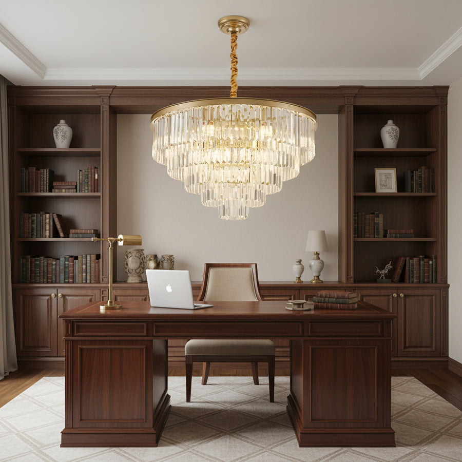 Żyrandol Kryształowy CHAMBORD Eleganza 8xE14, Średnica 48cm, Żyrandole Kryształowe Matowe Złoto Domyślny Tytuł Alessandro Design