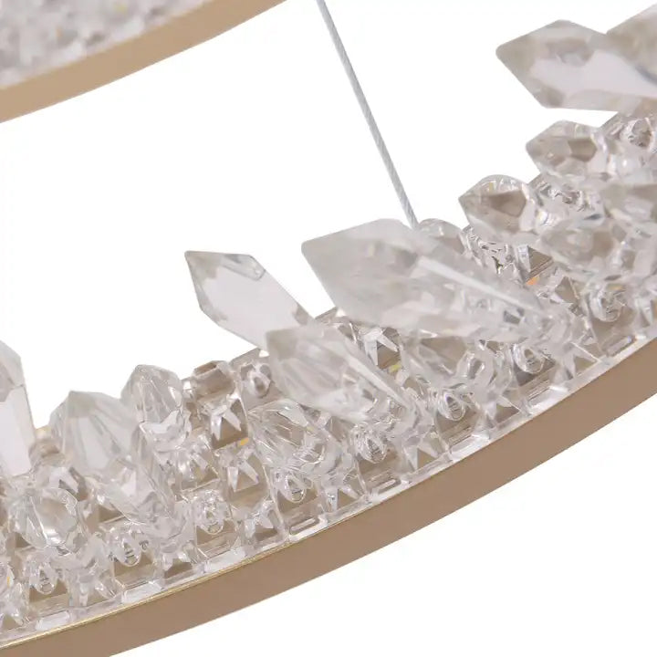 Zawieszany żyrandol LED z pilotem, kryształy K9, 73 W, 2 koła, 60 cm, światło zimne/ciepłe/neutralne, możliwość przyciemniania, złoty, żyrandole LED z regulacją wysokości z pilotem Domyślny tytuł Alessandro Design