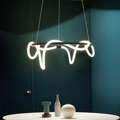 Żyrandol LED DIVINO Czarny 91W z Elastyczną Rurą Silikonową, średnica 60cm - Regulowane Światło 3000K/4000K/6000K