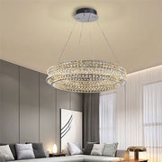 Żyrandol LED z pilotem, LLC160/500CH, kryształ i metal, 54W, 1 okrąg, możliwość przyciemniania, regulowana wysokość, światło zimne/ciepłe/neutralne, luksusowe oświetlenie Żyrandole LED z pilotem Domyślny tytuł Alessandro Design