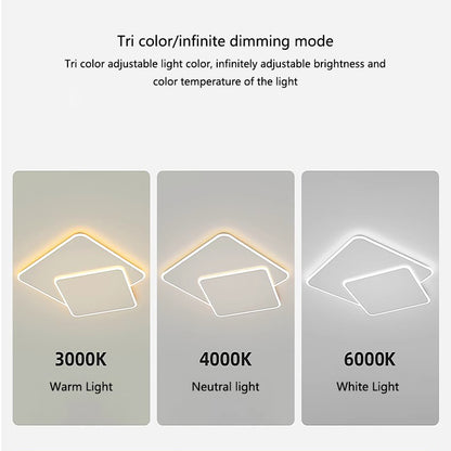 Żyrandol LED z pilotem FUTURA LUMINA 66W, 2 kwadraty, światło zimne/ciepłe/neutralne, możliwość przyciemniania, biały Żyrandol LED z pilotem Domyślny tytuł Alessandro Design