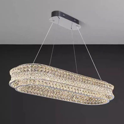 Lustra LED cu Telecomanda, LLC160/750X350CH, Cristal si Metal, 71W, Dimabila, Inaltime Reglabila, Lumina Rece/Calda/Neutra, Iluminat Luxos Lustre LED cu Telecomanda Default Title Alessandro Design