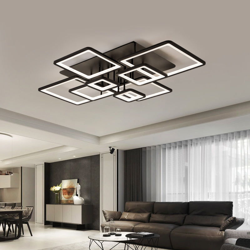 Żyrandol LED z pilotem ELLA 186W, 8 kwadratów, światło zimne/ciepłe/neutralne, możliwość przyciemniania, czarne Żyrandole LED z pilotem Domyślny tytuł Alessandro Design