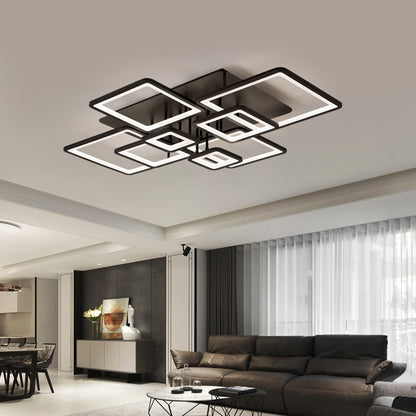 Żyrandol LED z pilotem ELLA 186W, 8 kwadratów, światło zimne/ciepłe/neutralne, możliwość przyciemniania, czarne Żyrandole LED z pilotem Domyślny tytuł Alessandro Design