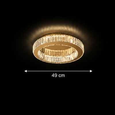 Żyrandol LED z pilotem i kryształem VERTUS 18W, 30cm, Okrągły, Światło Zimne/Ciepłe/Neutralne, Możliwość Przyciemniania, Złoty