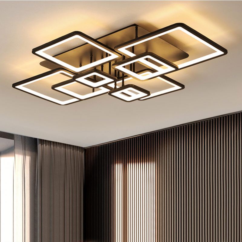 Żyrandol LED z pilotem ELLA 186W, 8 kwadratów, światło zimne/ciepłe/neutralne, możliwość przyciemniania, czarne Żyrandole LED z pilotem Domyślny tytuł Alessandro Design