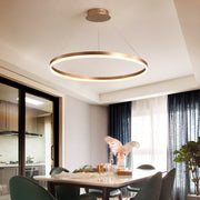 Zawieszany żyrandol LED, ANINA, 34W, 1 okrąg, średnica 50cm, światło zimne/ciepłe/neutralne 3000K/4000K/6000K, możliwość przyciemniania, błyszcząca złota biel, regulowana wysokość, metalowe i akrylowe żyrandole LED z pilotem Domyślny tytuł Alessandro Design