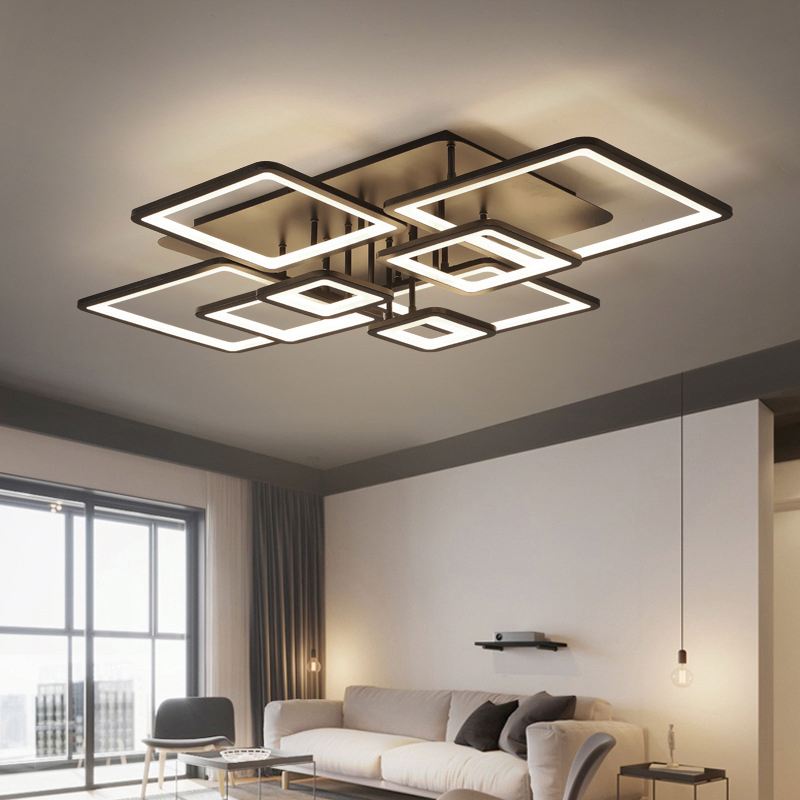 Żyrandol LED z pilotem ELLA 186W, 8 kwadratów, światło zimne/ciepłe/neutralne, możliwość przyciemniania, czarne Żyrandole LED z pilotem Domyślny tytuł Alessandro Design