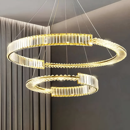 Zawieszany żyrandol kryształowy LED PRISM REGAL 117W, 2 koła, światło zimne/ciepłe/neutralne, możliwość przyciemniania, złoty, regulowana wysokość Żyrandole kryształowe LED Domyślny tytuł Alessandro Design