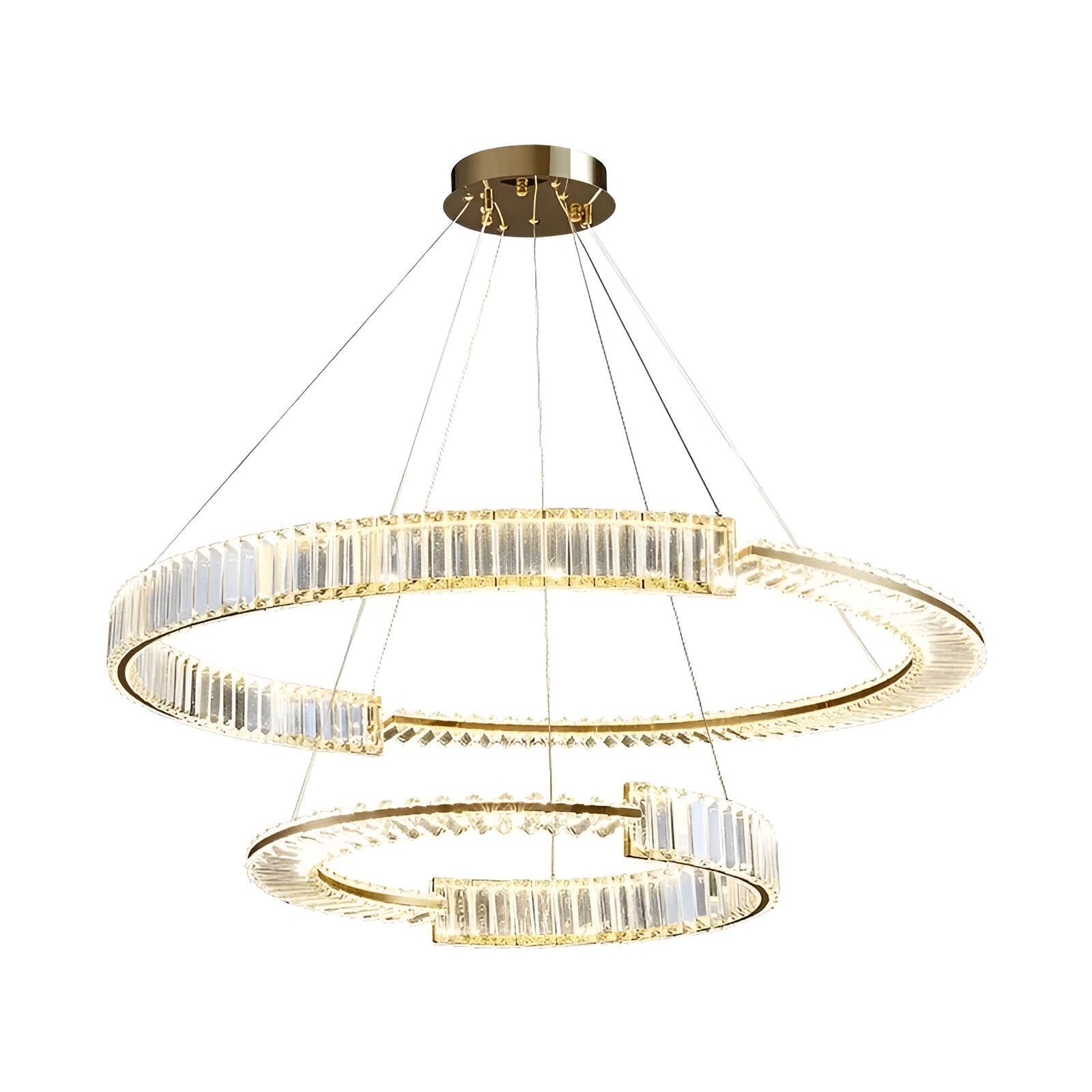 Zawieszany żyrandol kryształowy LED PRISM REGAL 117W, 2 koła, światło zimne/ciepłe/neutralne, możliwość przyciemniania, złoty, regulowana wysokość Żyrandole kryształowe LED Domyślny tytuł Alessandro Design