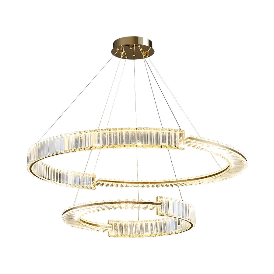 Zawieszany żyrandol kryształowy LED PRISM REGAL 117W, 2 koła, światło zimne/ciepłe/neutralne, możliwość przyciemniania, złoty, regulowana wysokość Żyrandole kryształowe LED Domyślny tytuł Alessandro Design