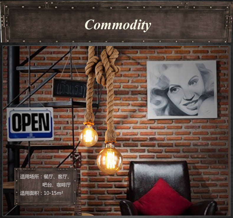 Lustra Vintage LV102, 2xE27, Rustic, Sfoara si Metal, 150cm, Suport Negru Lustre Vintage Default Title Alessandro Design