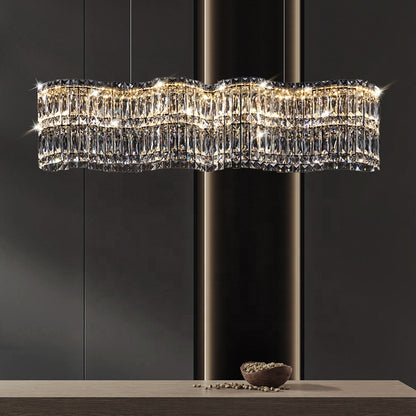 Candelabru Cristal LED cu Telecomanda WAVE Imperio, 81W, 100cm, Crom Lucios, Lumina Calda/Rece/Neutra, Inaltime Reglabila, Lumina Dimabila, Metal si Cristal Lustre LED cu Telecomanda Default Title Alessandro Design
