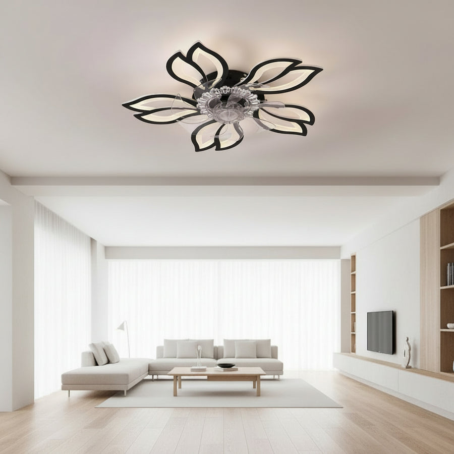 Żyrandol LED ANEMO Fan z pilotem, 30W, G61cm, światło zimne/neutralne/ciepłe, metal i plastik, czarny