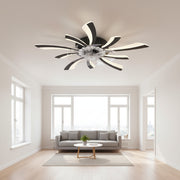 Żyrandol LED z wentylatorem VIRTULA z pilotem, 29 W, śr. 77 cm, światło zimne/neutralne/ciepłe, metal i plastik, czarny