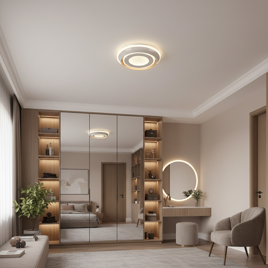 Żyrandol LED RED, 27W, średnica 20cm, światło ciepłe/neutralne/zimne, biały, metal i akryl